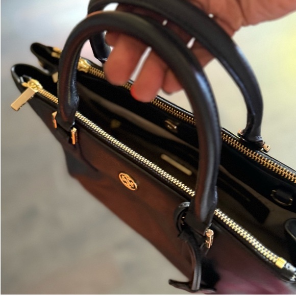 Tory Burch Black Satchel with Gold Accents - Picture 3 of 7